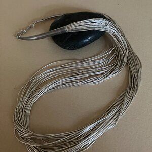 Vintage Navajo 'Rising Sun' 30-strand Sterling Liquid Silver Necklace 20 in long